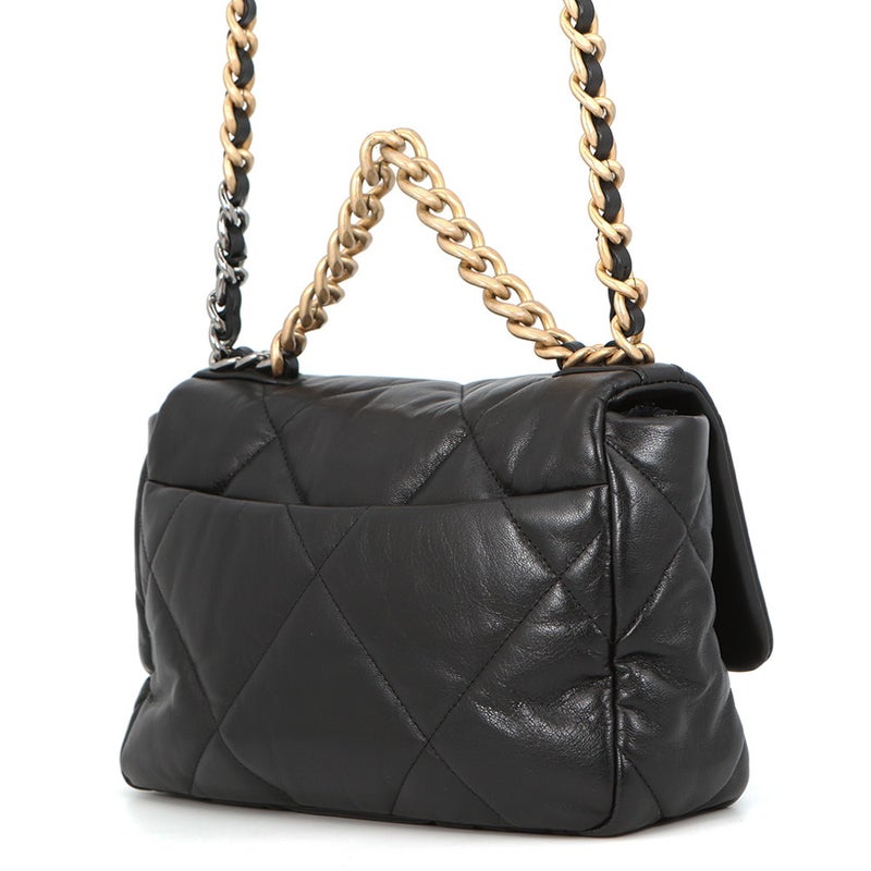 シャネル チェーンショルダーバッグ CHANEL19 ココマーク シャイニーラムスキン AS1160 CHANEL 黒