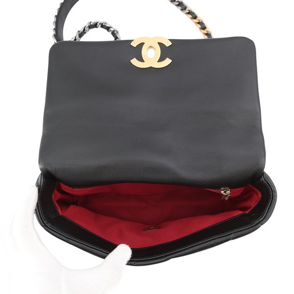 シャネル チェーンショルダーバッグ CHANEL19 ココマーク シャイニーラムスキン AS1160 CHANEL 黒