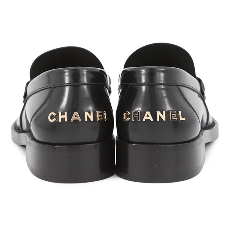 シャネル ローファー バック・トゥ・カレッジ シャイニーカーフスキン レディースサイズ38C G39190 CHANEL 靴 黒 2023年SS