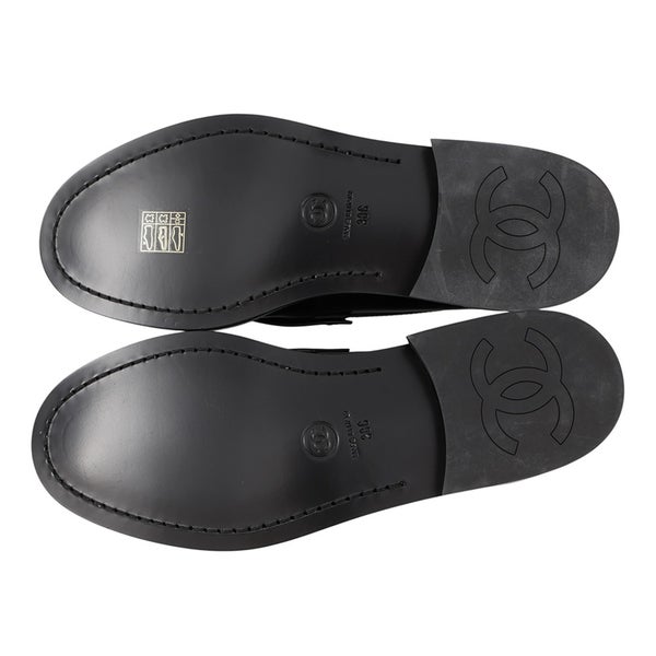 シャネル ローファー バック・トゥ・カレッジ シャイニーカーフスキン レディースサイズ38C G39190 CHANEL 靴 黒 2023年SS