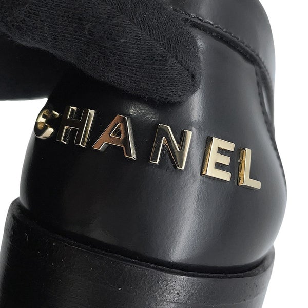 シャネル ローファー バック・トゥ・カレッジ シャイニーカーフスキン レディースサイズ38C G39190 CHANEL 靴 黒 2023年SS