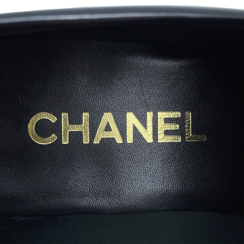 シャネル ローファー バック・トゥ・カレッジ シャイニーカーフスキン レディースサイズ38C G39190 CHANEL 靴 黒 2023年SS