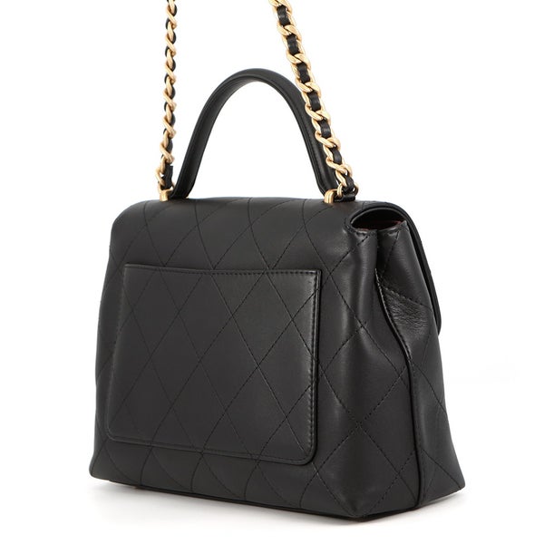 シャネル チェーンショルダーバッグ トップハンドル フラップ ココマーク ラージ カーフスキン AS5467 CHANEL 黒