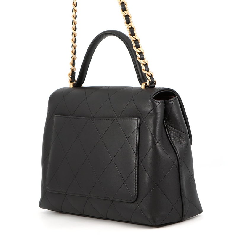 シャネル チェーンショルダーバッグ トップハンドル フラップ ココマーク ラージ カーフスキン AS5467 CHANEL 黒