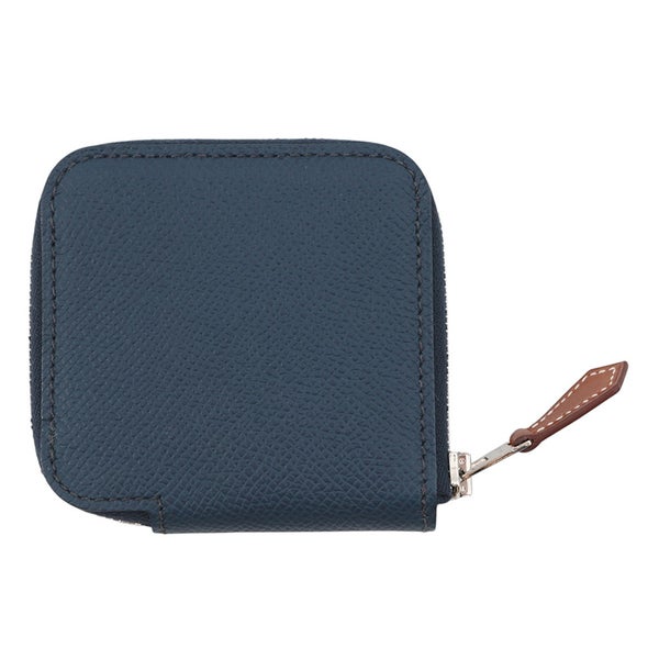 エルメス コインケース アザップコンパクト ミニ シルクイン ブルードプリュス/シルバー金具 エプソン B刻印 財布