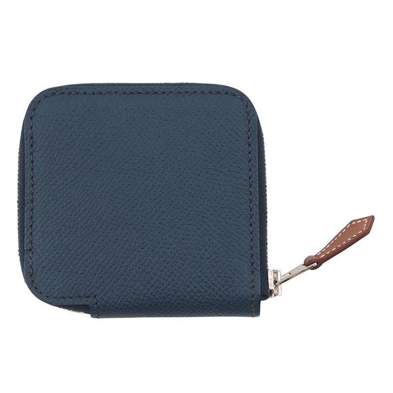 エルメス コインケース アザップコンパクト ミニ シルクイン ブルードプリュス/シルバー金具 エプソン B刻印 財布