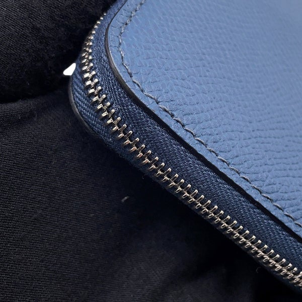 エルメス コインケース アザップコンパクト ミニ シルクイン ブルードプリュス/シルバー金具 エプソン B刻印 財布