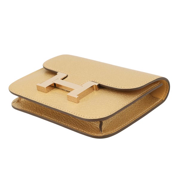 エルメス 財布 コンスタンス スリム ドレ/シャンパンゴールド金具 シェブルシャムキラ K刻印 コインケース