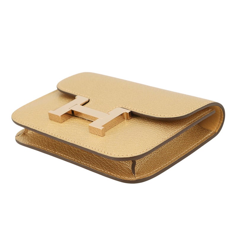 エルメス 財布 コンスタンス スリム ドレ/シャンパンゴールド金具 シェブルシャムキラ K刻印 コインケース