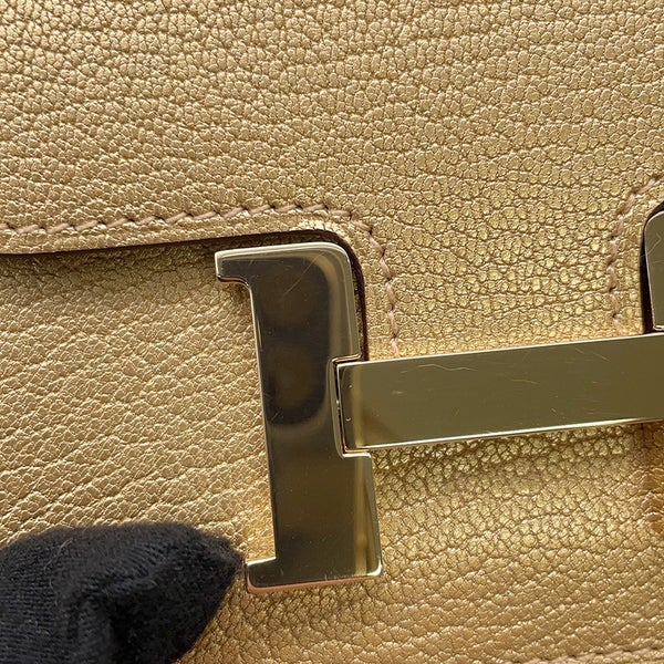 エルメス 財布 コンスタンス スリム ドレ/シャンパンゴールド金具 シェブルシャムキラ K刻印 コインケース