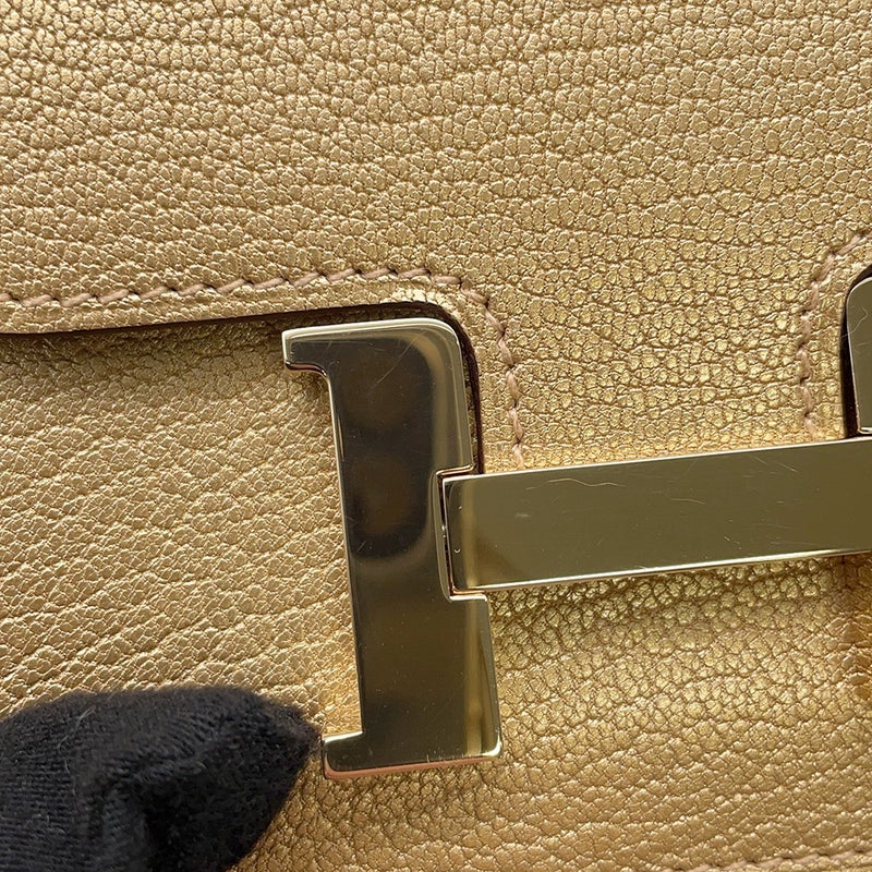 エルメス 財布 コンスタンス スリム ドレ/シャンパンゴールド金具 シェブルシャムキラ K刻印 コインケース