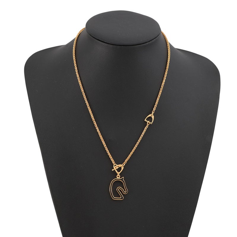 エルメス ネックレス トネール スモール ブラック/ゴールド金具 HERMES アクセサリー 黒