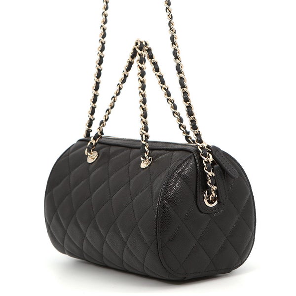 シャネル ハンドバッグ マトラッセ ココマーク キャビアスキン タイムレスクラシックライン ミニボストン AP4474 CHANEL 2way 黒