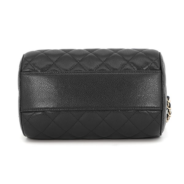シャネル ハンドバッグ マトラッセ ココマーク キャビアスキン タイムレスクラシックライン ミニボストン AP4474 CHANEL 2way 黒