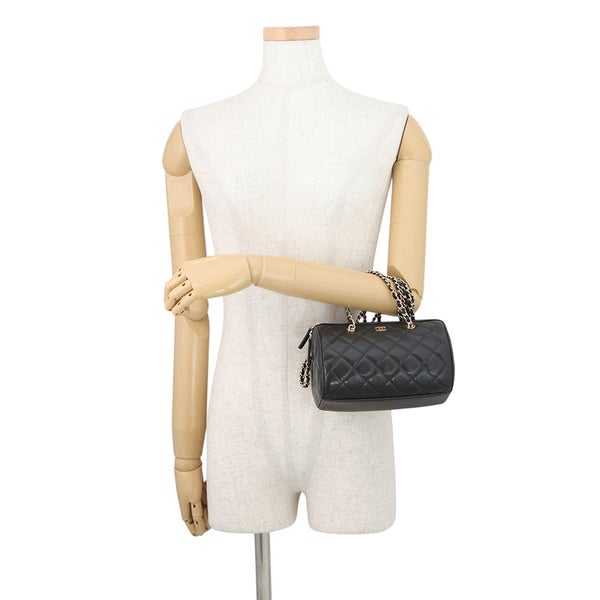シャネル ハンドバッグ マトラッセ ココマーク キャビアスキン タイムレスクラシックライン ミニボストン AP4474 CHANEL 2way 黒