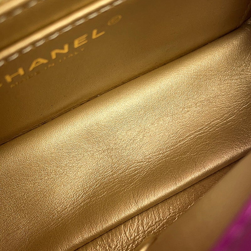 シャネル チェーンショルダーバッグ ココマーク マトラッセ20 ココボール ラムスキン AS1787 CHANEL