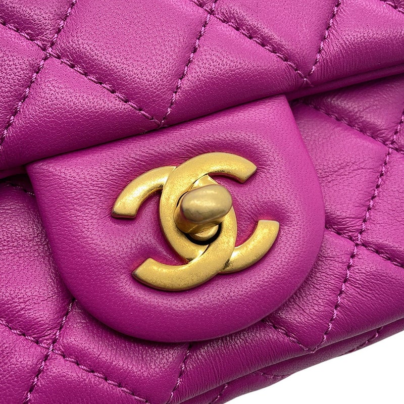 シャネル チェーンショルダーバッグ ココマーク マトラッセ20 ココボール ラムスキン AS1787 CHANEL