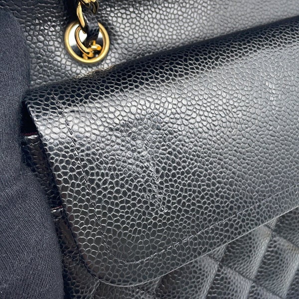 シャネル チェーンショルダーバッグ マトラッセ25 ココマーク キャビアスキン ダブルチェーン A01112 CHANEL 黒
