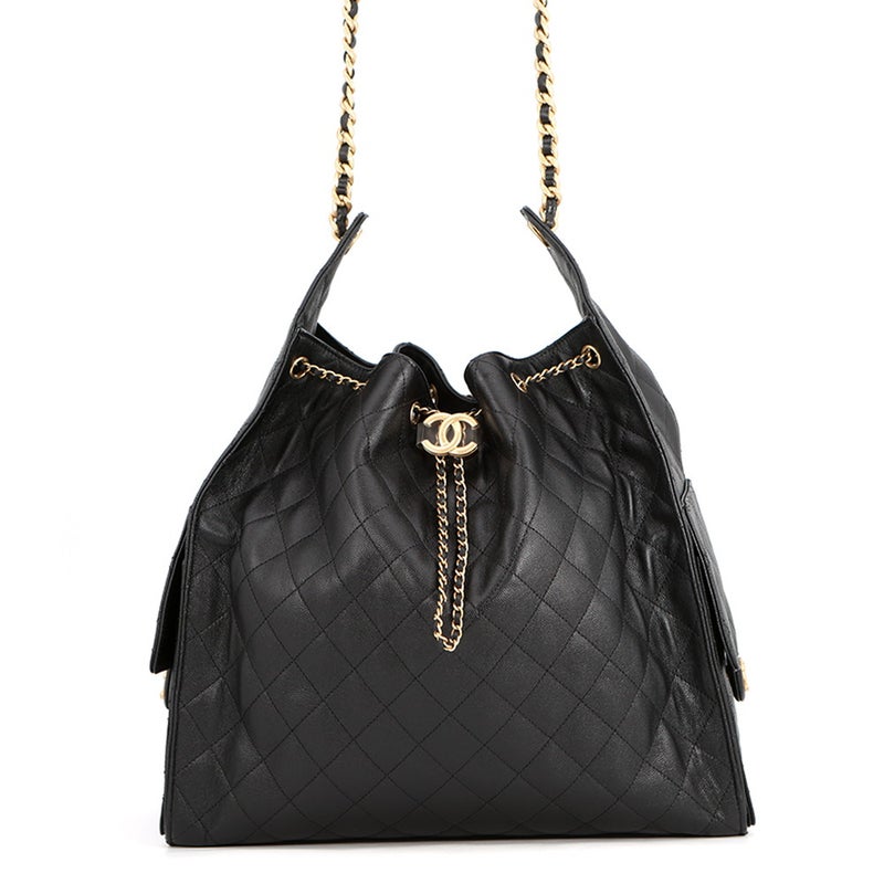 シャネル チェーンショルダーバッグ CHANEL25 ラージ ココマーク マトラッセ キャビアスキン AS5553 CHANEL 黒