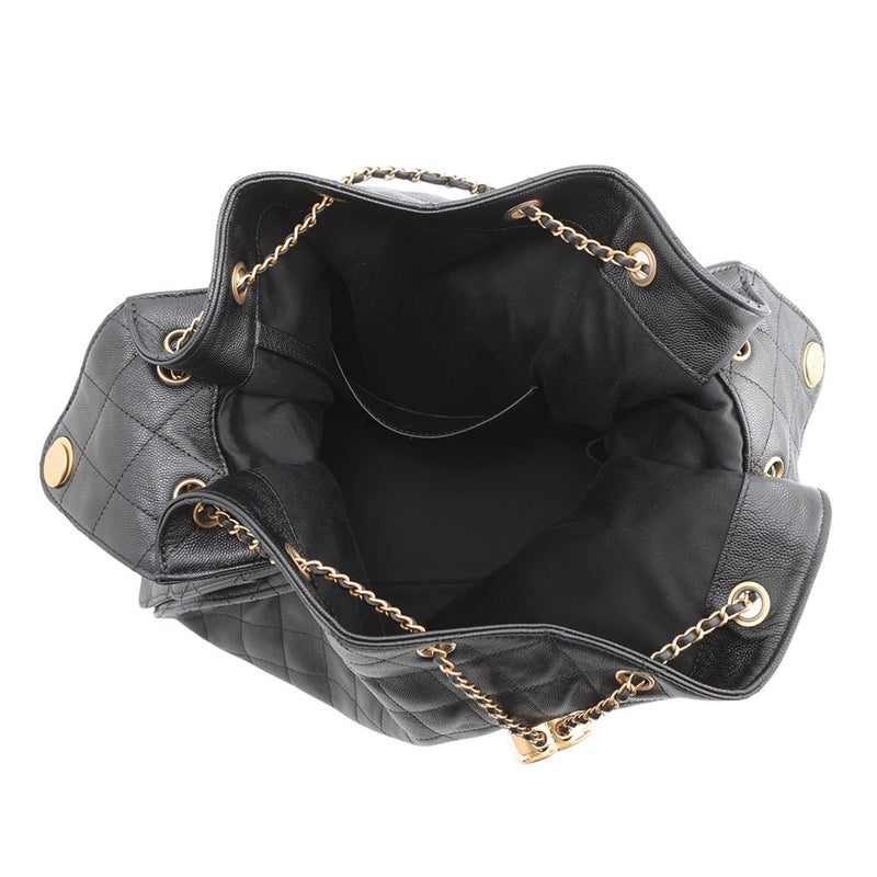 シャネル チェーンショルダーバッグ CHANEL25 ラージ ココマーク マトラッセ キャビアスキン AS5553 CHANEL 黒
