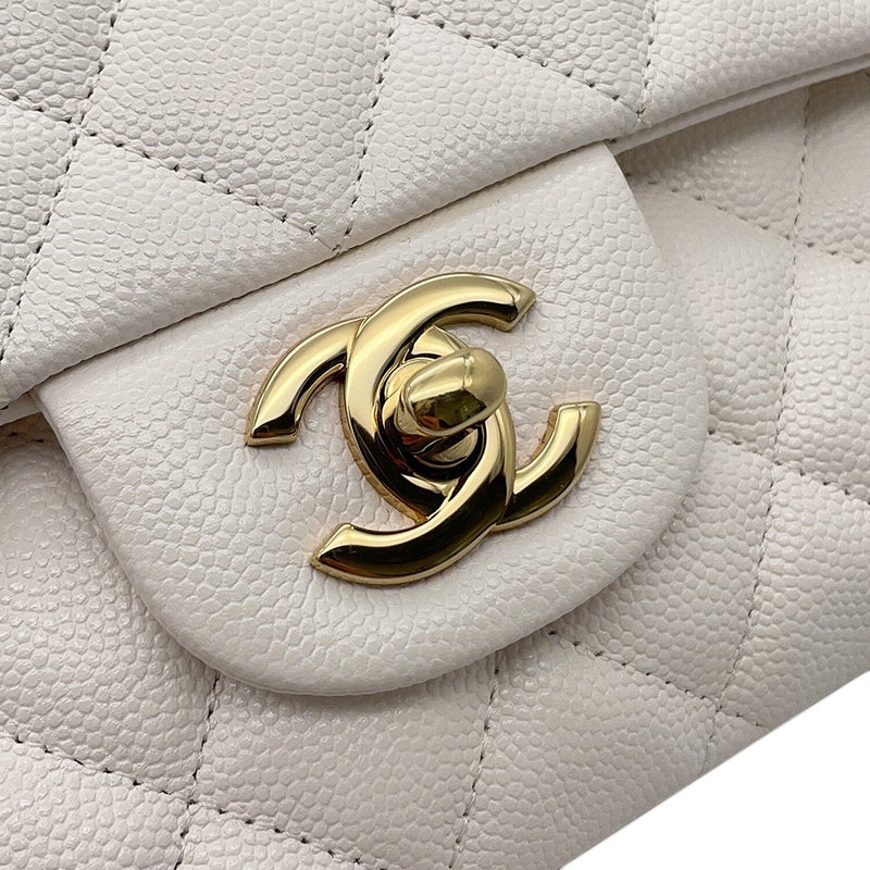 シャネル チェーンショルダーバッグ マトラッセ25 ココマーク キャビアスキン ダブルチェーン A01112 CHANEL 白