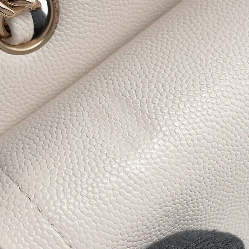 シャネル チェーンショルダーバッグ マトラッセ25 ココマーク キャビアスキン ダブルチェーン A01112 CHANEL 白