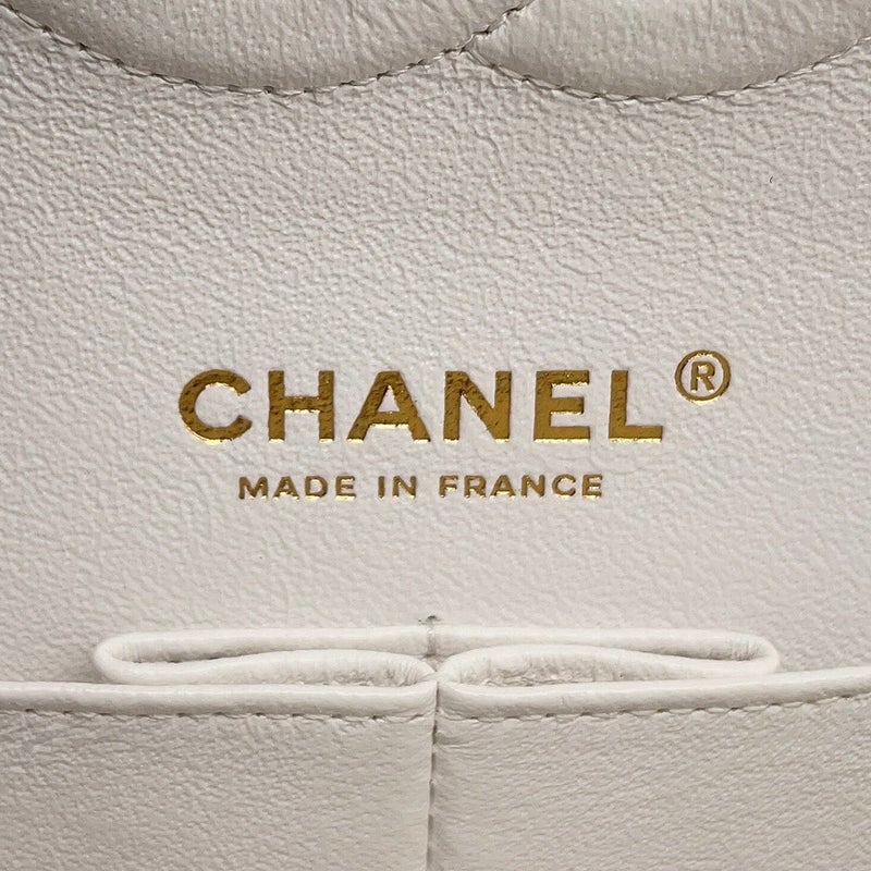 シャネル チェーンショルダーバッグ マトラッセ25 ココマーク キャビアスキン ダブルチェーン A01112 CHANEL 白