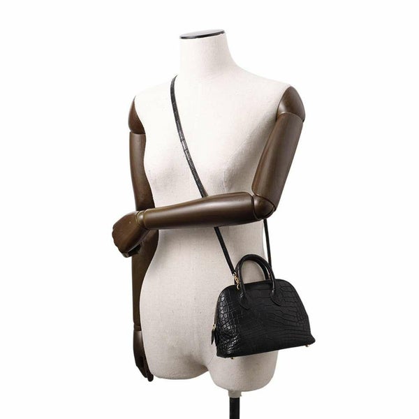 エルメス ボリード1923 ミニ ブラック/ゴールド金具 アリゲーターマット B刻印 2wayショルダー 黒