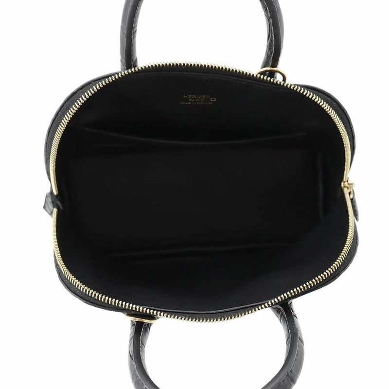 エルメス ボリード1923 ミニ ブラック/ゴールド金具 アリゲーターマット B刻印 2wayショルダー 黒