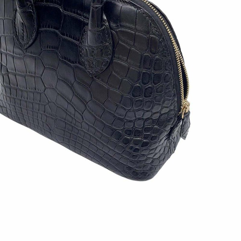 エルメス ボリード1923 ミニ ブラック/ゴールド金具 アリゲーターマット B刻印 2wayショルダー 黒