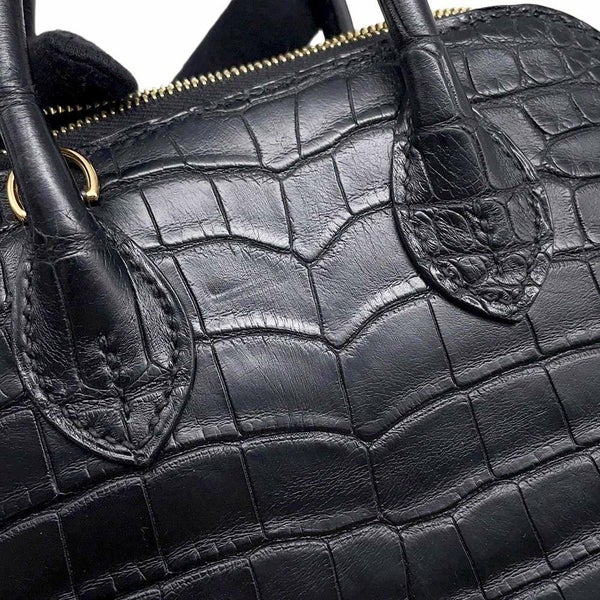 エルメス ボリード1923 ミニ ブラック/ゴールド金具 アリゲーターマット B刻印 2wayショルダー 黒
