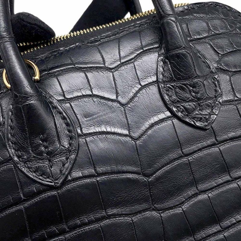 エルメス ボリード1923 ミニ ブラック/ゴールド金具 アリゲーターマット B刻印 2wayショルダー 黒