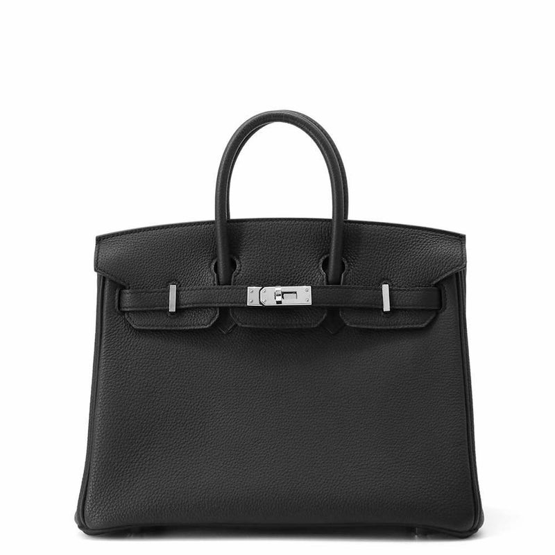 エルメス バーキン25 ブラック/シルバー金具 トゴ C刻印 HERMES Birkin ハンドバッグ 黒
