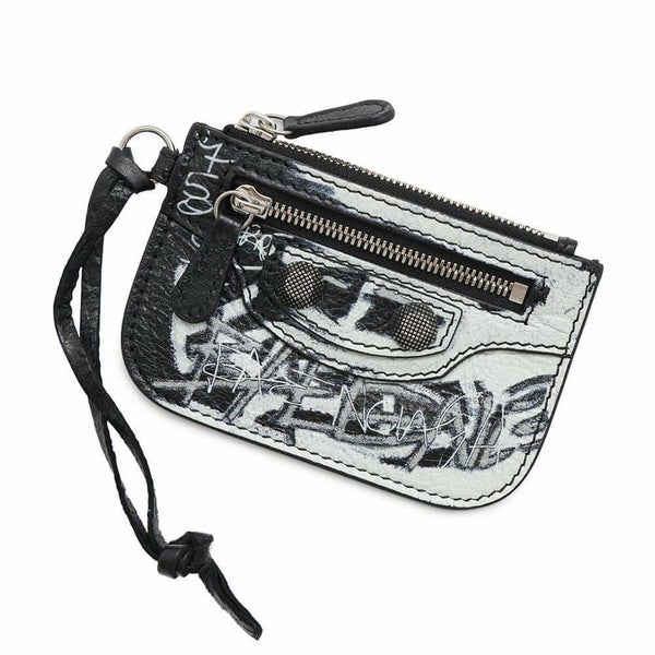 バレンシアガ コインケース ルカゴール グラフィティ Le Cagole 776769 BALENCIAGA 小銭入れ 黒 白