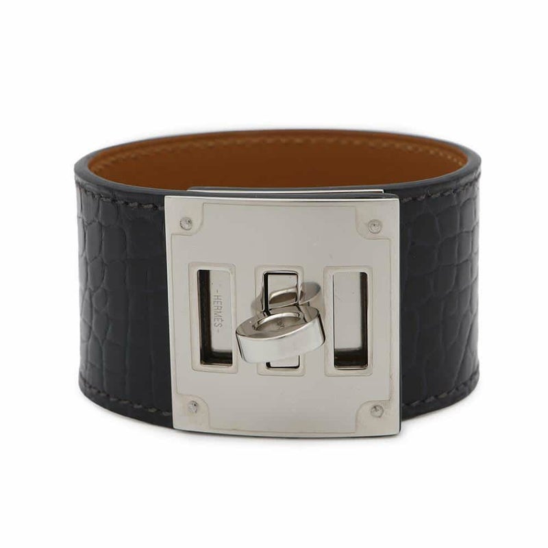 エルメス ブレスレット ケリードッグ ブルーマリン/シルバー金具 アリゲーター T刻印 HERMES アクセサリー