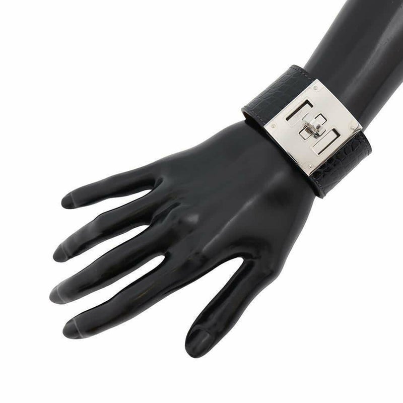 エルメス ブレスレット ケリードッグ ブルーマリン/シルバー金具 アリゲーター T刻印 HERMES アクセサリー