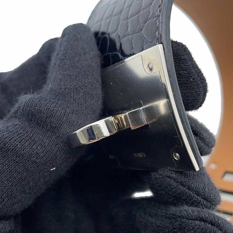 エルメス ブレスレット ケリードッグ ブルーマリン/シルバー金具 アリゲーター T刻印 HERMES アクセサリー