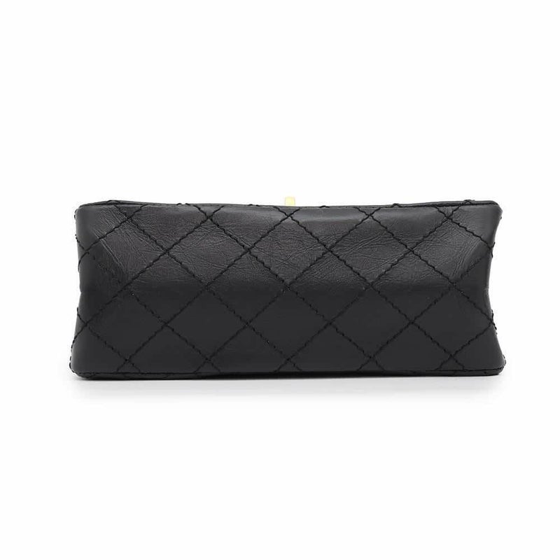 シャネル チェーンショルダーバッグ マトラッセ 2.55 ミニ エイジドカーフレザー AS0874 CHANEL 黒