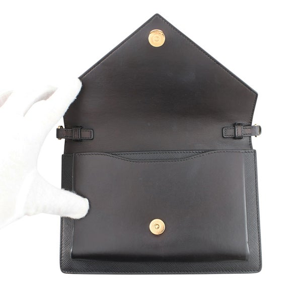 プラダ ショルダーバッグ ロゴ レザー 1BP020 PRADA 黒