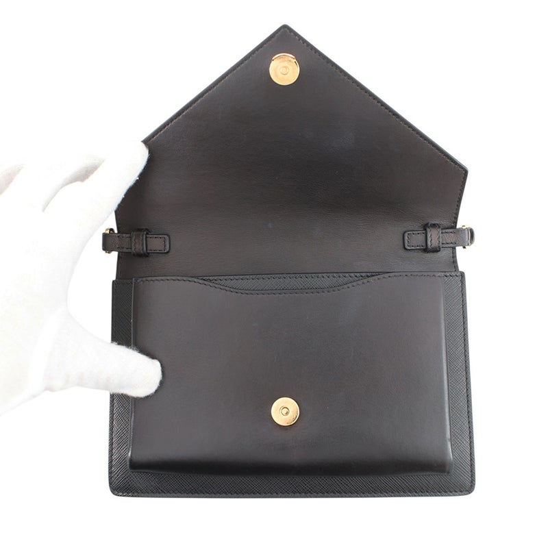 プラダ ショルダーバッグ ロゴ レザー 1BP020 PRADA 黒