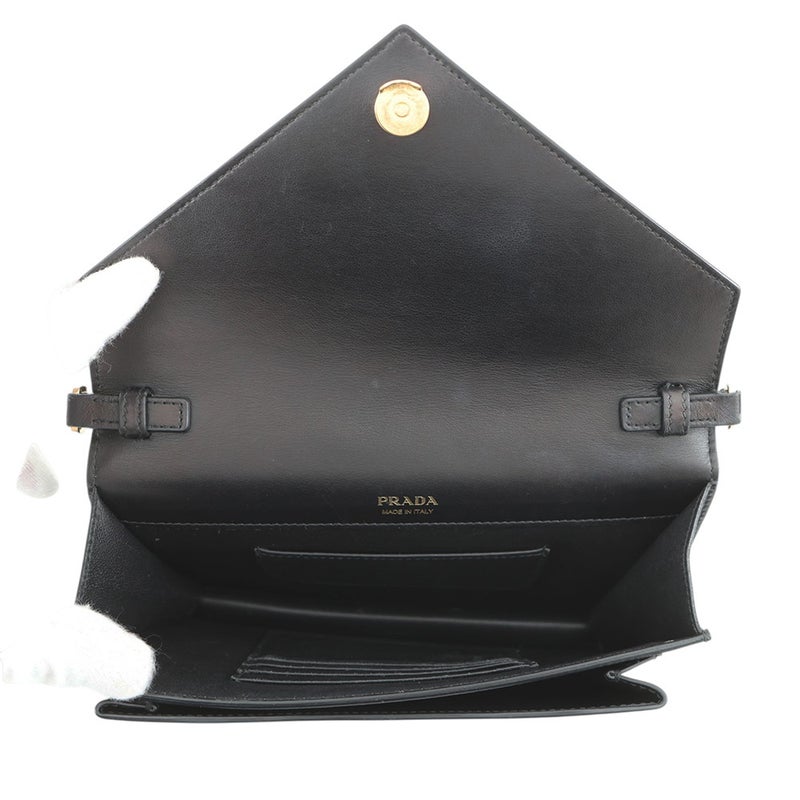 プラダ ショルダーバッグ ロゴ レザー 1BP020 PRADA 黒