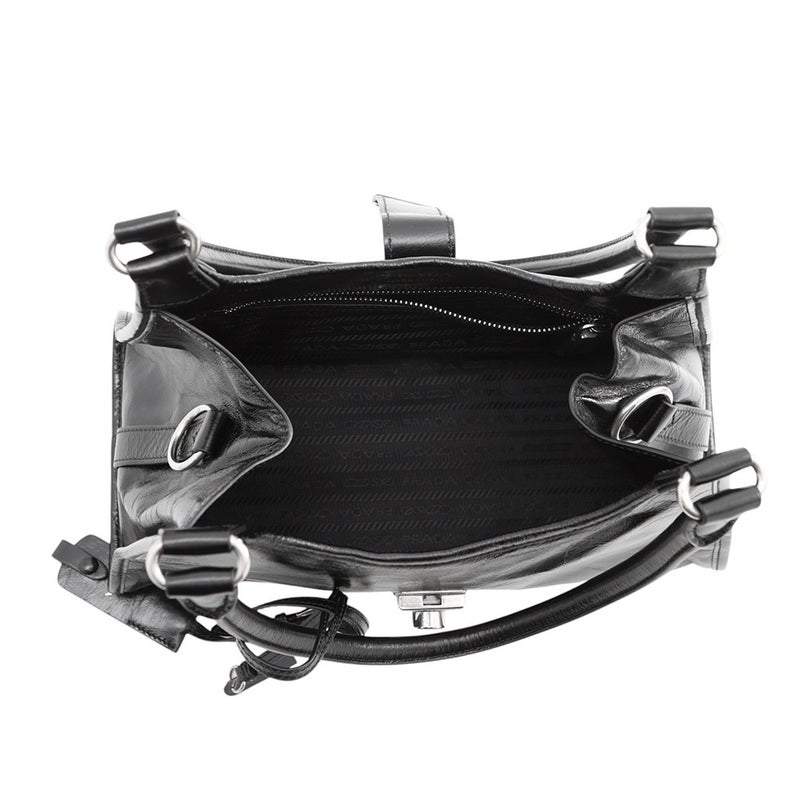 プラダ ショルダーバッグ ホーボーバッグ ミディアム レザー ロゴ 1BG563 PRADA 黒