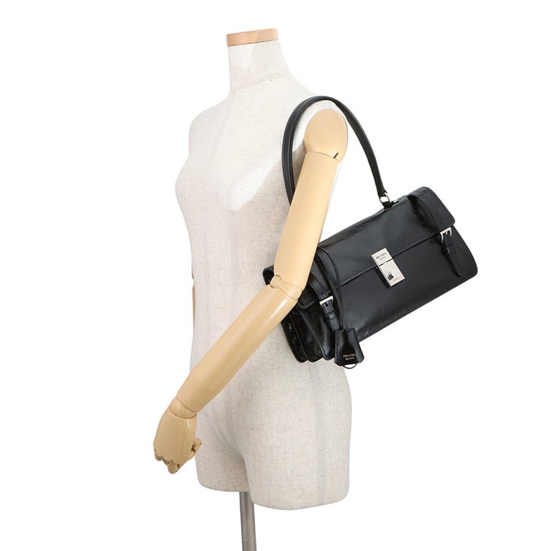 プラダ ハンドバッグ ロゴ レザー 1BN026 PRADA 2wayショルダーバッグ 黒