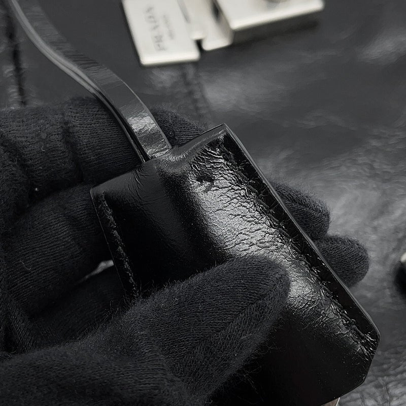 プラダ ハンドバッグ ロゴ レザー 1BN026 PRADA 2wayショルダーバッグ 黒