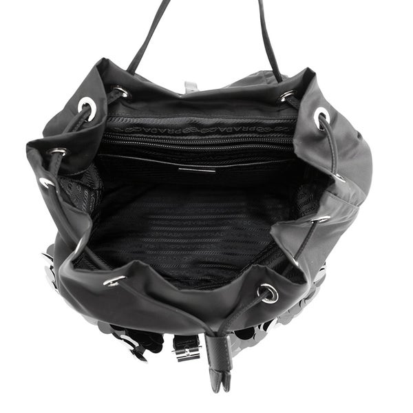プラダ リュック ナイロン スパンコール バックパック 1BZ811 PRADA バッグ リュックサック 黒