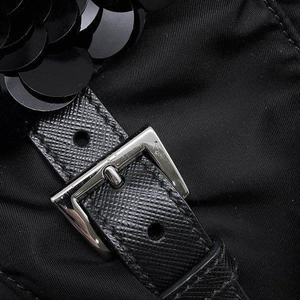 プラダ リュック ナイロン スパンコール バックパック 1BZ811 PRADA バッグ リュックサック 黒