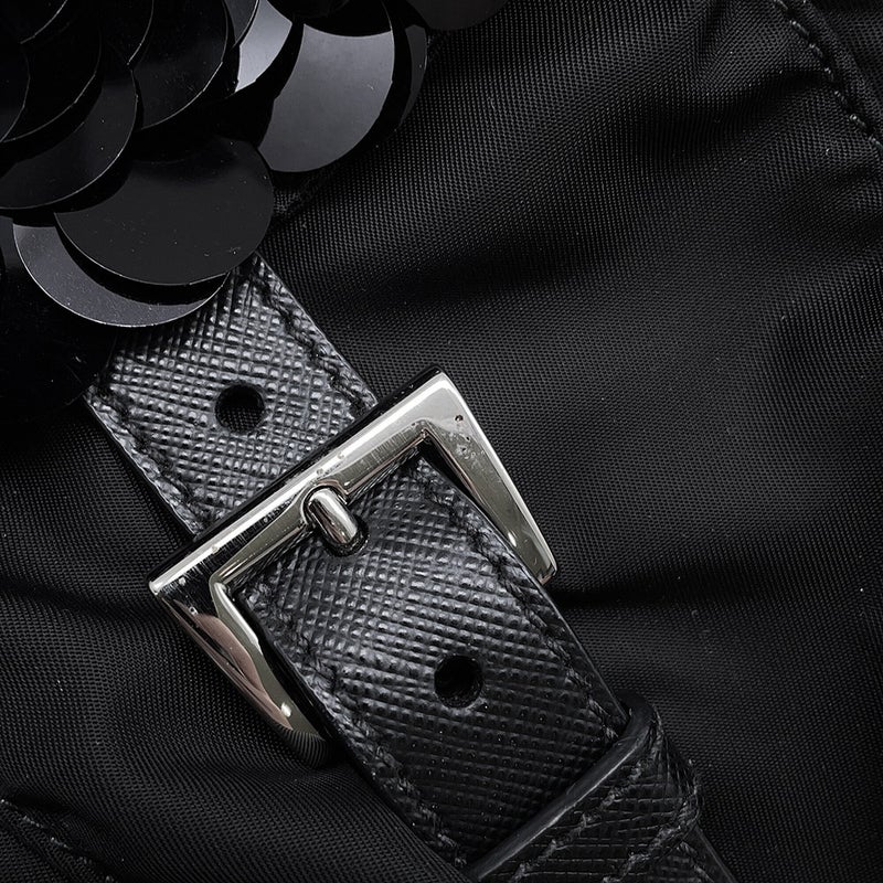 プラダ リュック ナイロン スパンコール バックパック 1BZ811 PRADA バッグ リュックサック 黒