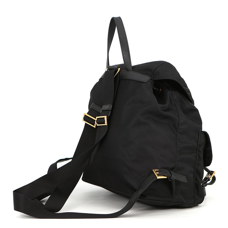 プラダ リュック ナイロン フラワー トライアングルロゴ バックパック 1BZ811 PRADA バッグ リュックサック 黒
