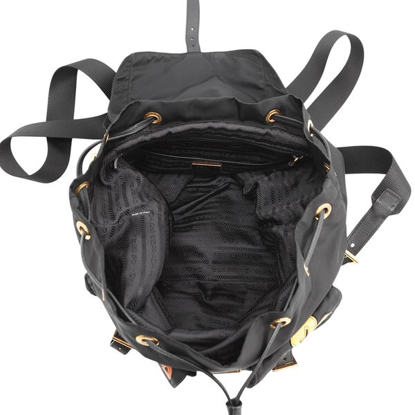 プラダ リュック ナイロン フラワー トライアングルロゴ バックパック 1BZ811 PRADA バッグ リュックサック 黒