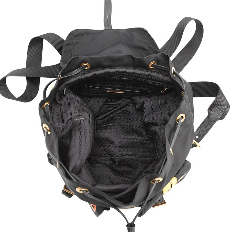 プラダ リュック ナイロン フラワー トライアングルロゴ バックパック 1BZ811 PRADA バッグ リュックサック 黒